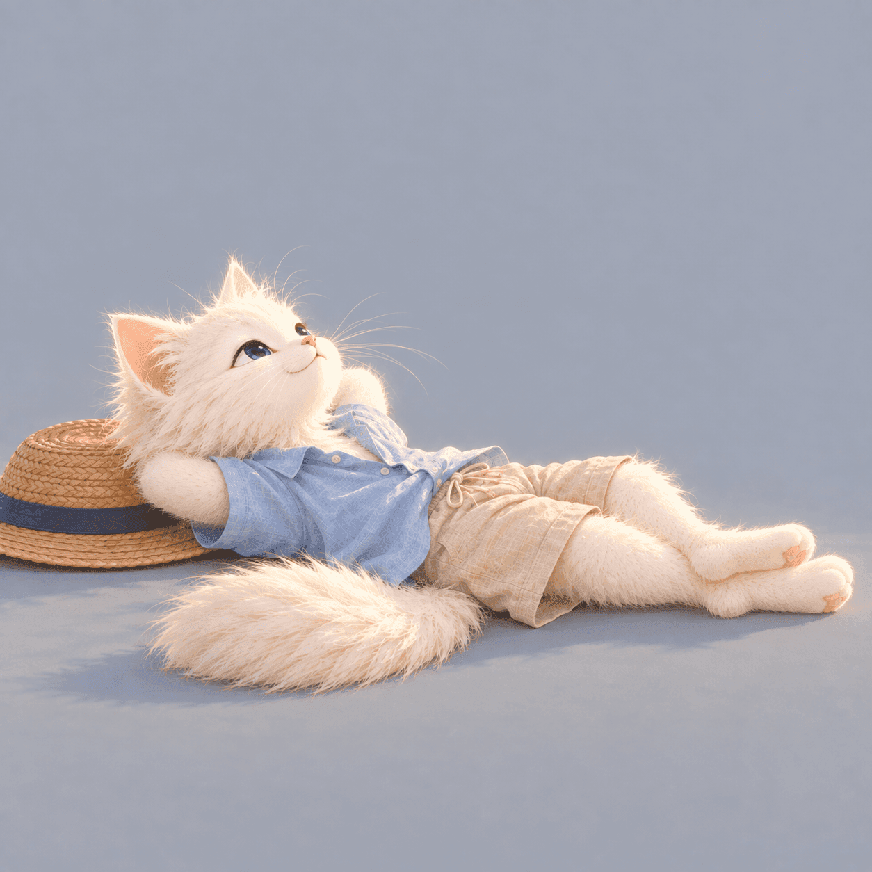 Side view of the cat character for the healing video