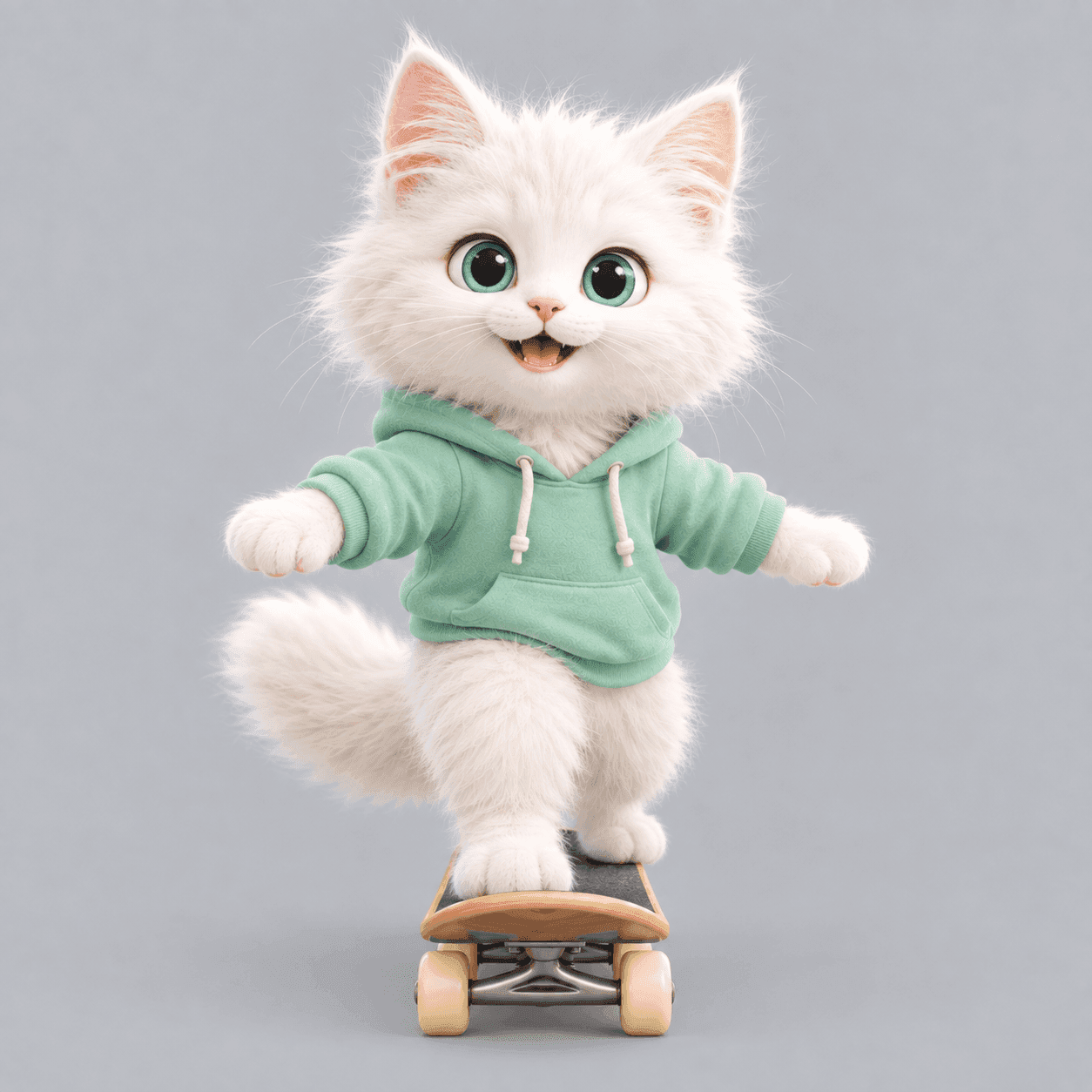 Front view of the cat character, regenerated to match the side view