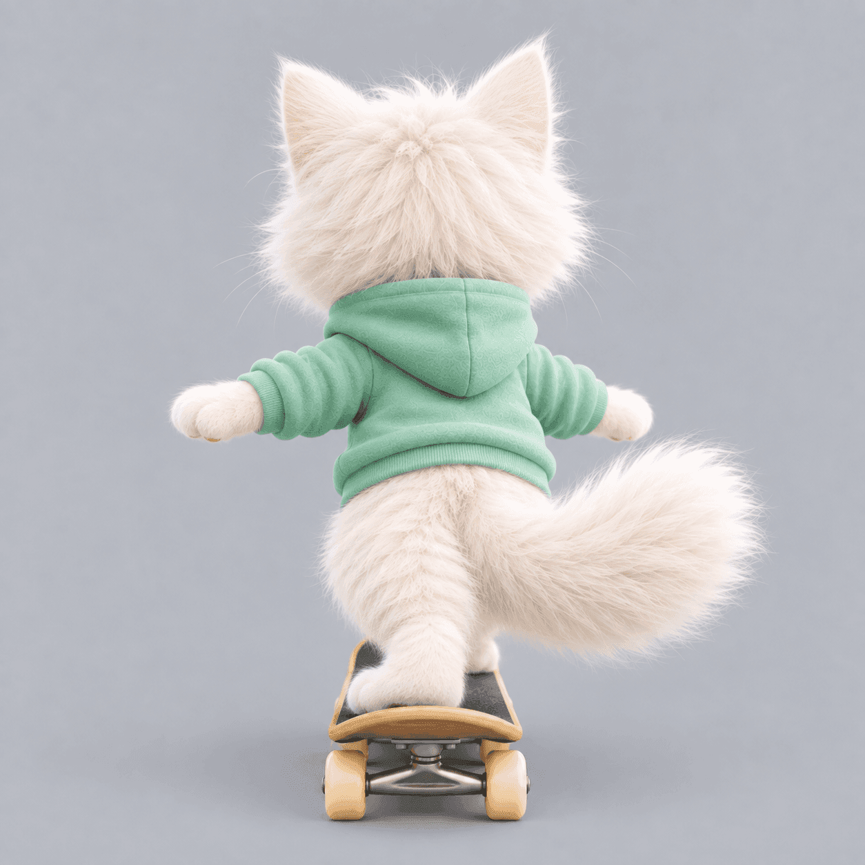 Back view of the cat character, regenerated to match the side view
